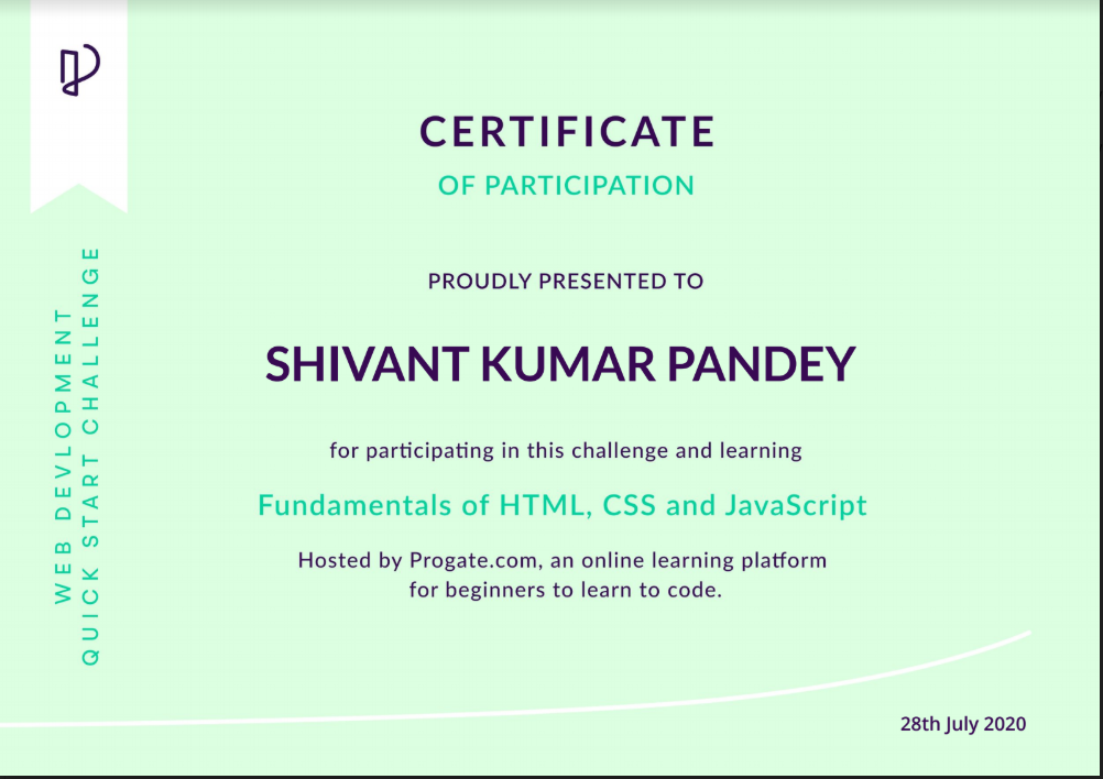 Progate Web Development Certificate